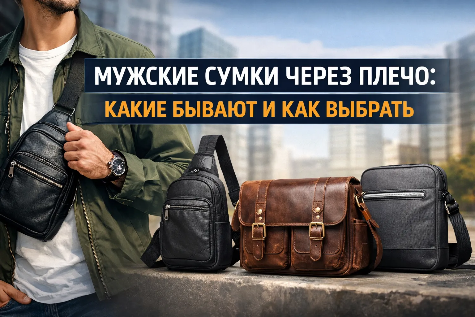 Мужские сумки через плечо, какие бывают и как выбрать