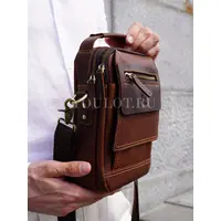 Стильная сумка через плечо, барсетка Ryff Ryder 84545-2 с ручкой кожаная коричневого цвета