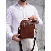 Стильная сумка через плечо, барсетка Ryff Ryder 84545-2 с ручкой кожаная коричневого цвета
