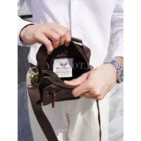 Сумка через плечо, барсетка Ryff Ryder RR 84545 D.BROWN с ручкой кожаная коричневого цвета
