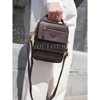 Сумка через плечо, барсетка Ryff Ryder RR 84545 D.BROWN с ручкой кожаная коричневого цвета