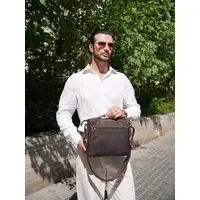 Кожаная сумка через плечо мужская, барсетка Ryff Ryder 84539 кожаная коричневая