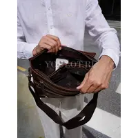 Сумка мужская через плечо для документов Ruff Ryder RR 84547 D.BROWN A4 кожаная Old Money