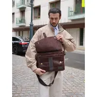 Кожаный портфель для документов Ruff Ryder 4129, сумка мужская Old Money коричневая