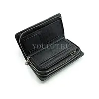Мужской черный клатч Briefcase 7M-106 кожаный с двумя молниями
