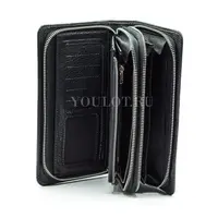 Мужской черный клатч Briefcase 7M-106 кожаный с двумя молниями