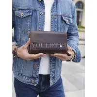 Клатч мужской Briefcase 9069 для телефона и паспорта кожаный коричневый