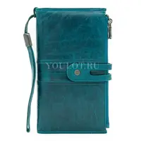 Женский кошелек для телефона и карт Briefcase C2156 из мягкой натуральной кожи синий