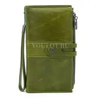 Женский кошелек из кожи Briefcase C2156 для денег и документов зеленый