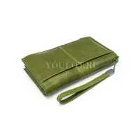 Женский кошелек из кожи Briefcase C2156 для денег и документов зеленый
