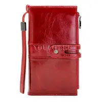 Женский кошелек из натуральной кожи Briefcase C2156 с отделением для телефона и карт красный лак