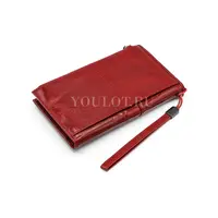 Женский кошелек из натуральной кожи Briefcase C2156 с отделением для телефона и карт красный лак