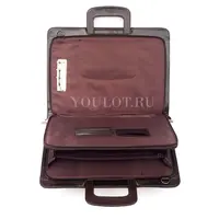 Папка-портфель Briefcase 2882-15 BROWN коричневого цвета кожаная