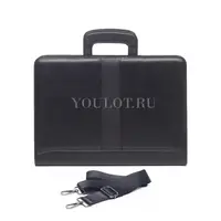 Папка-портфель для документов А4 Briefcase 2882-18 BLACK с двумя отделениями из кожи