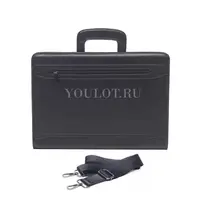Папка-портфель для документов А4 Briefcase 2882-18 BLACK с двумя отделениями из кожи