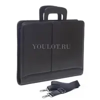Папка-портфель для документов А4 Briefcase 2882-18 BLACK с двумя отделениями из кожи