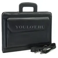 Папка-портфель на молнии Briefcase 2887-01 BLACK с двумя отделами черная