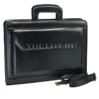 Папка-портфель Briefcase 2887-18 BLACK с ремнем через плечо черная