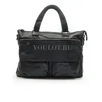 Мужской кожаный портфель Briefcase 33666# Black черного цвета