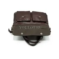 Мужской кожаный портфель Briefcase 33666# Brown с плечевым ремнем