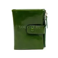Компактный кожаный кошелек для женщин Briefcase 6019 с картхолдером зеленый