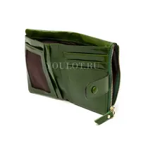 Компактный кожаный кошелек для женщин Briefcase 6019 с картхолдером зеленый