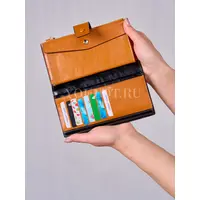 Вместительный кожаный кошелек для женщин с монетницей и молнией Briefcase 8236 хаки