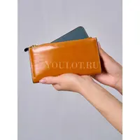 Вместительный кожаный кошелек для женщин с монетницей и молнией Briefcase 8236 хаки
