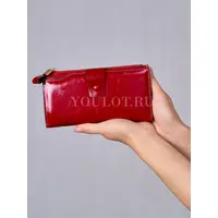 Женский кошелек для телефона, денег и карт Briefcase из натуральной кожи красный 8236