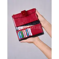 Женский кошелек для телефона, денег и карт Briefcase из натуральной кожи красный 8236