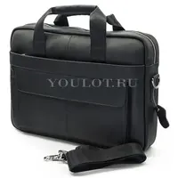 Мужской кожаный портфель Briefcase 9036 Black для работы и повседневного использования