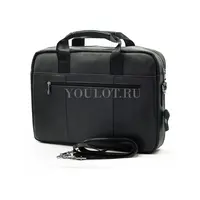 Мужской кожаный портфель Briefcase 9037 Black для документов и ноутбука