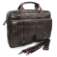 Портфель кожаный Briefcase 91503# Coffee для документов и ноутбука