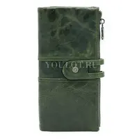 Модный женский кошелек из натуральной кожи с молнией Briefcase C2152 зеленый