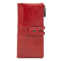 Женский кошелек с большим количеством карманов Briefcase C2152 из натуральной кожи красный