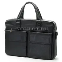 Мужской кожаный портфель Briefcase KA8218-8 Black для работы и повседневного использования