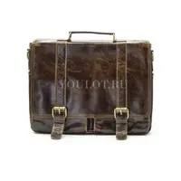 Портфель мужской кожаный Briefcase ​MB074 Coffee с клапаном и плечевым ремнем