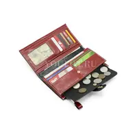 Женский кошелек с большим количеством отделений Briefcase TP-193-4 из натуральной кожи красный