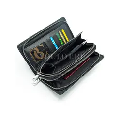 Мужской черный клатч Briefcase кожаный с двумя молниями