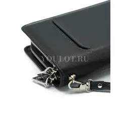 Мужской черный клатч Briefcase кожаный с двумя молниями
