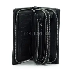 Мужской кожаный клатч Briefcase с двумя молниями