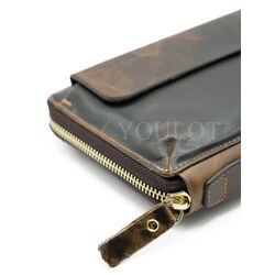 Клатч из натуральной кожи, кошелек - портмоне с карманом для телефона