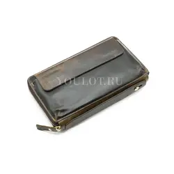 Клатч из натуральной кожи, кошелек - портмоне с карманом для телефона