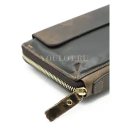 Клатч из натуральной кожи, кошелек - портмоне с карманом для телефона