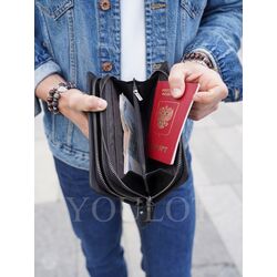 Клатч мужской для денег и телефона с двумя молниями