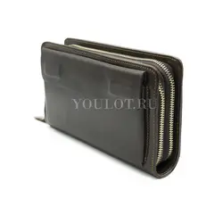 Клатч мужской из натуральной кожи для телефона и паспорта кожаный коричневый