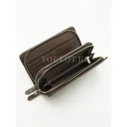 Клатч мужской из натуральной кожи для телефона и паспорта кожаный коричневый