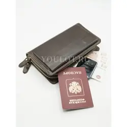 Клатч мужской из натуральной кожи для телефона и паспорта кожаный коричневый