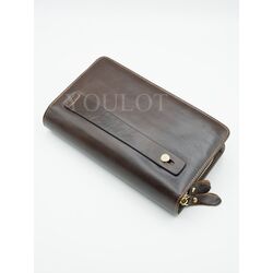 Клатч мужской из натуральной кожи для телефона и паспорта кожаный коричневый