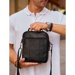 Сумка мужская через плечо Ruff Ryder из натуральной кожи черная